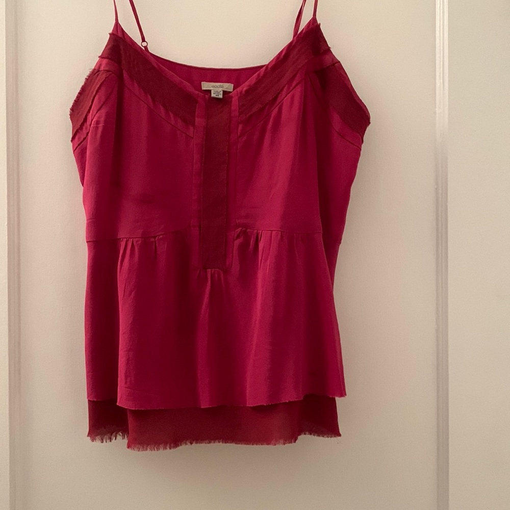Two tone magenta silk tank top